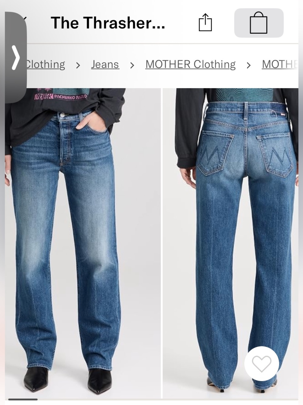 MOTHER The Thrasher Straight-Leg Jeans in Medium Blue Wash 29